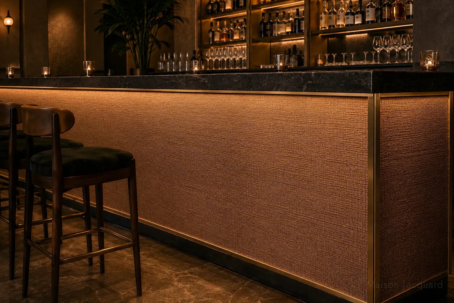 Woven copper furniture surface