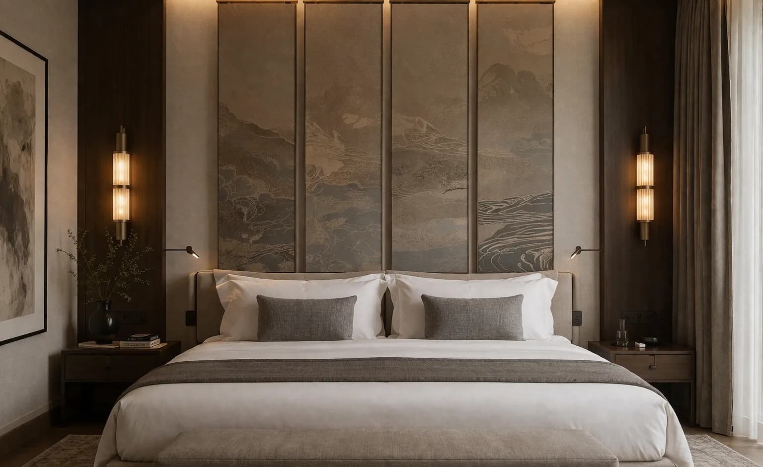 Woven copper in a hospitality interior