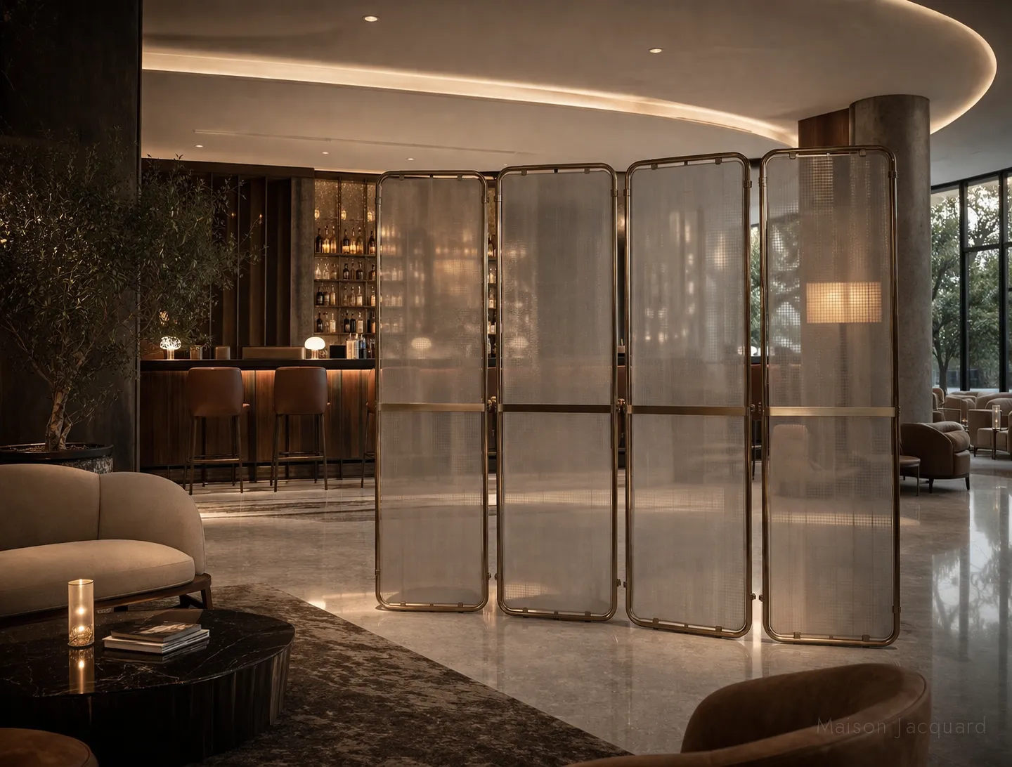 Woven copper architectural divider