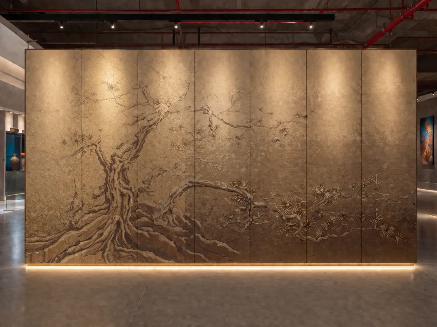 Woven copper in a residential interior